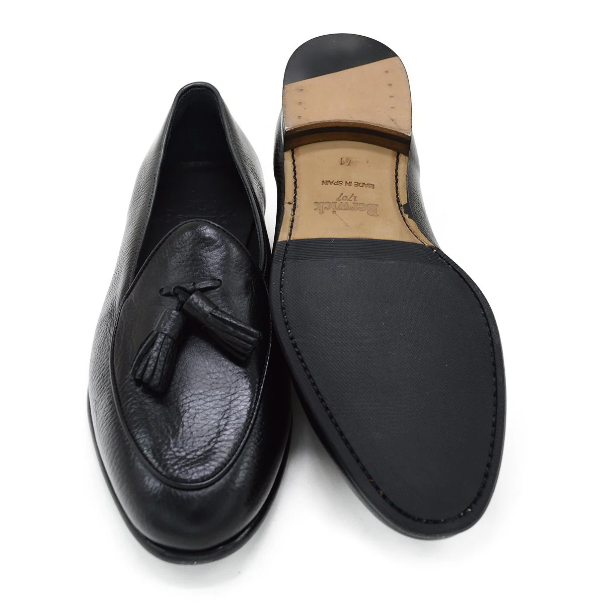 Berwick 1707 Tassel Belgian Loafer (4951) Black Deerskin - Image 2