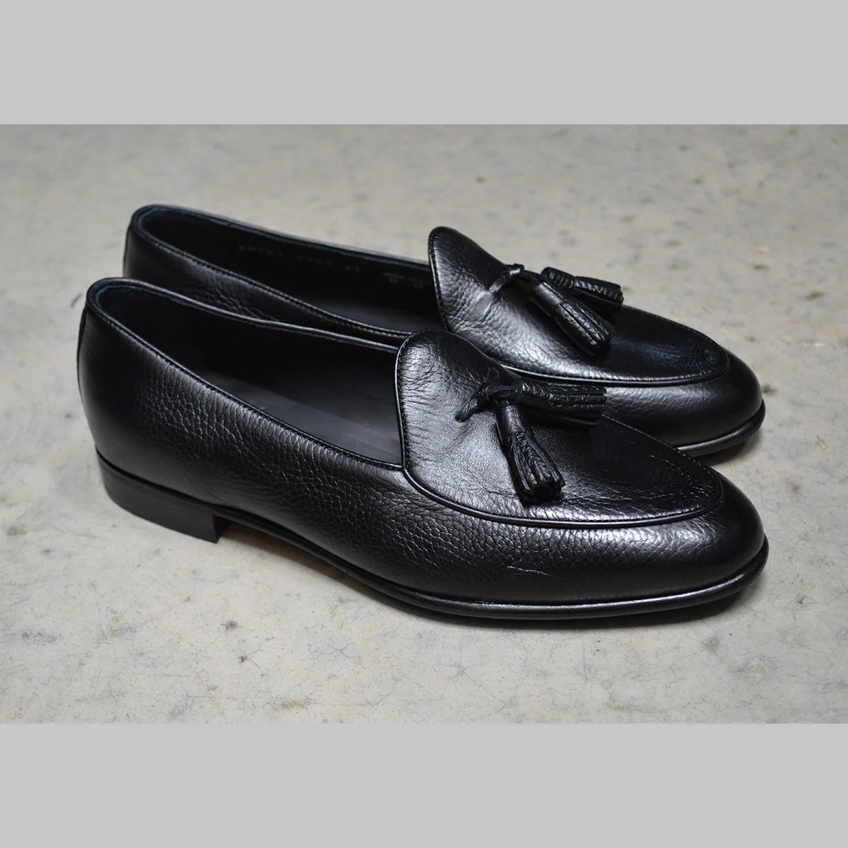 Berwick 1707 Tassel Belgian Loafer (4951) Black Deerskin - Image 8