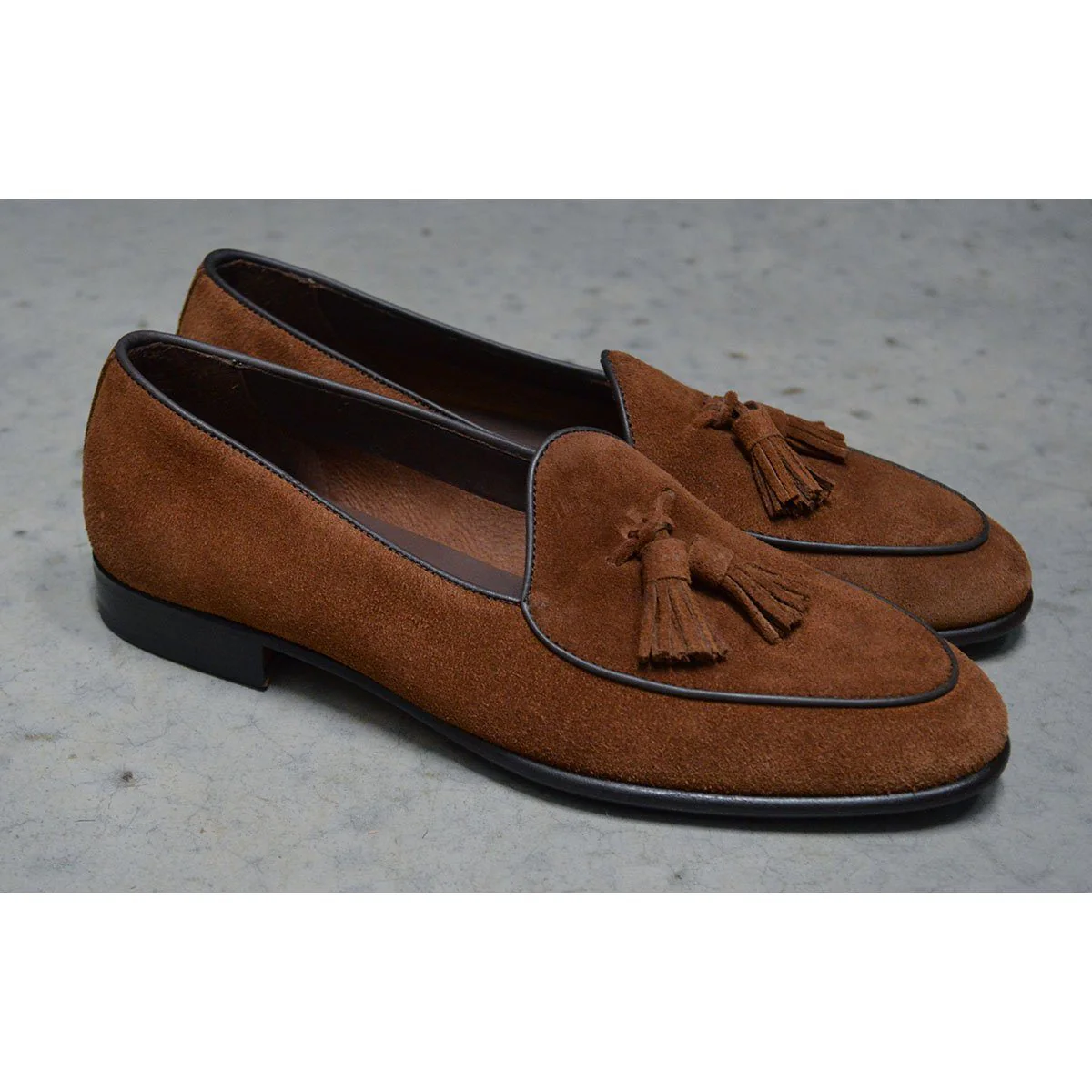 Berwick 1707 Tassel Belgian Loafer (5084) -Kudu Reverse Suede In Snuff Brown - Image 9