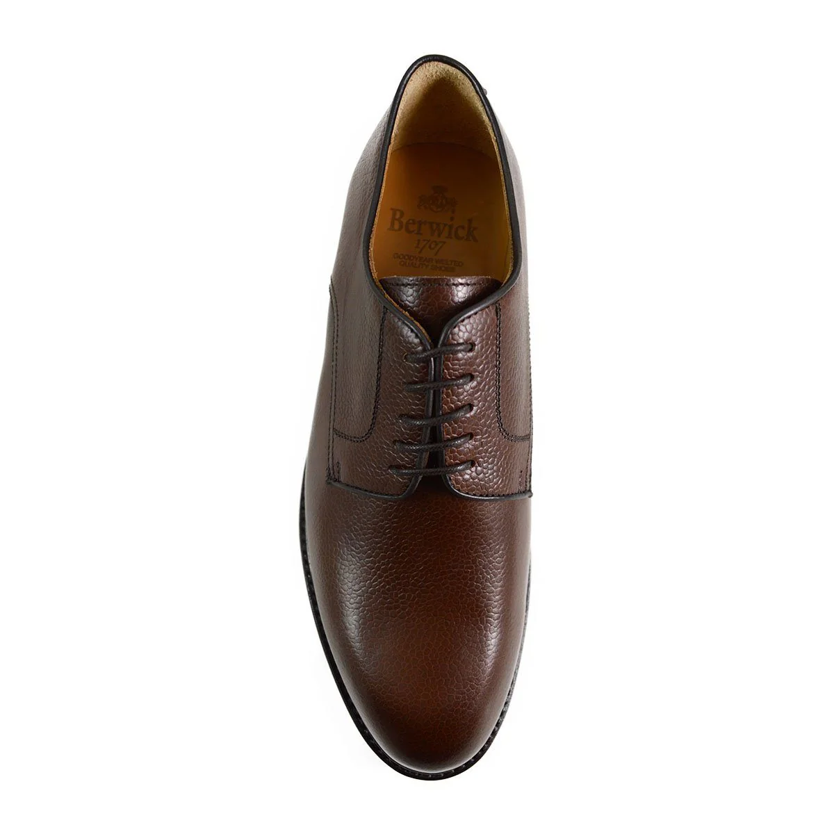 Berwick 1707 Country Grain Plain Derby Shoe (4169) Dark Brown - Image 8