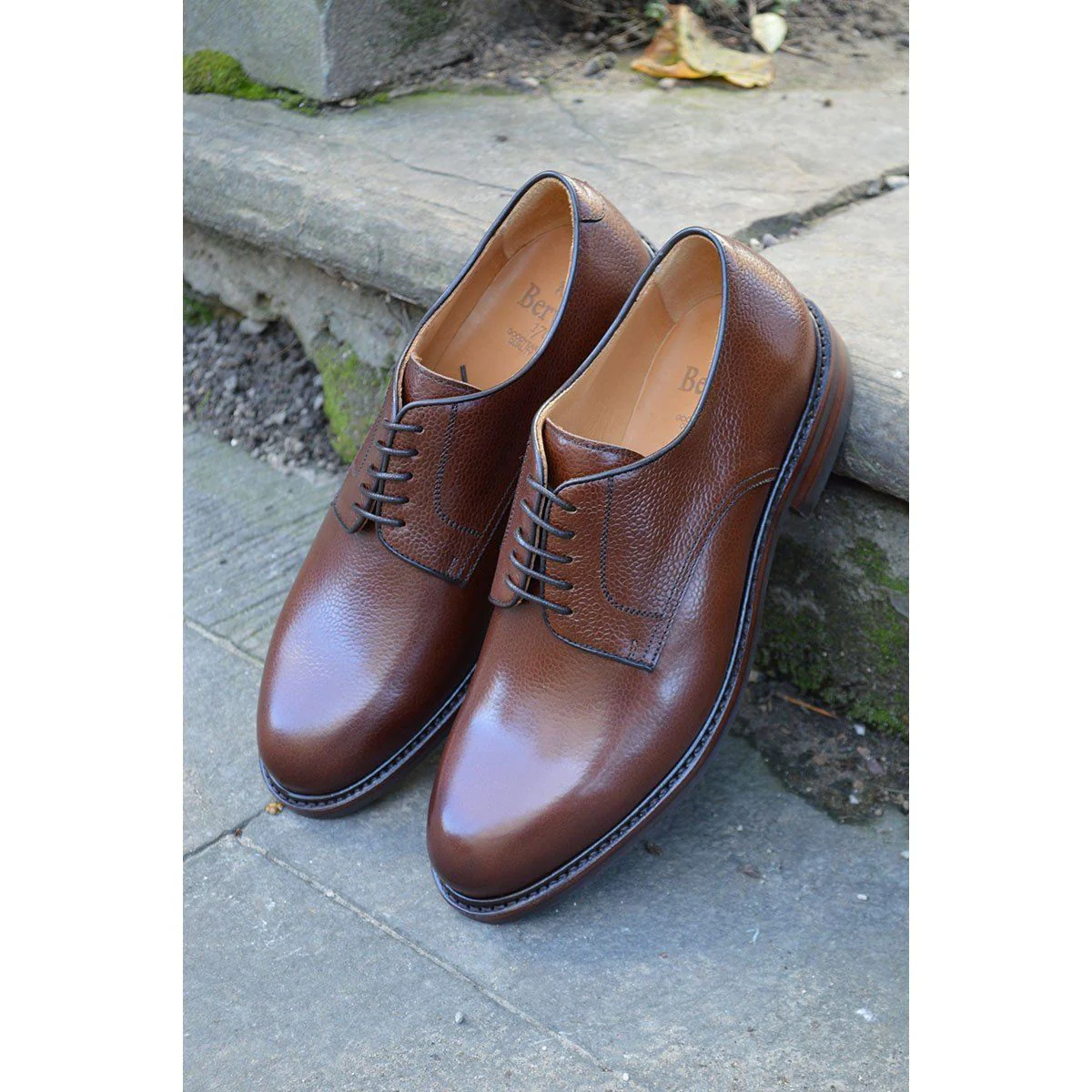 Berwick 1707 Country Grain Plain Derby Shoe (4169) Dark Brown - Image 9