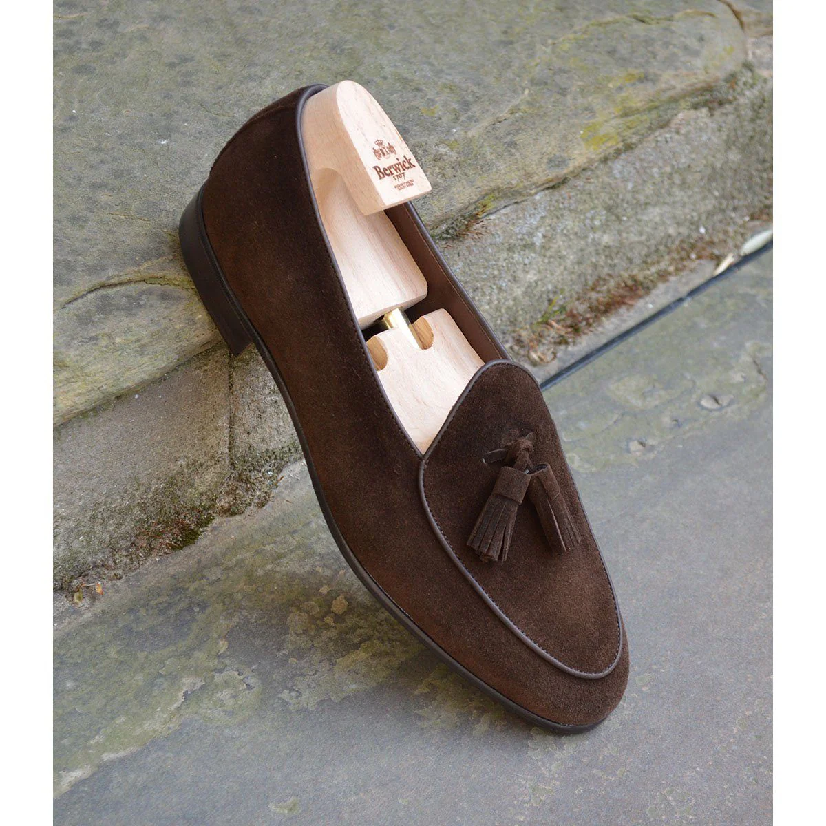 Berwick 1707 Tassel Belgian Loafer (4951) Dark Brown Suede - Image 12