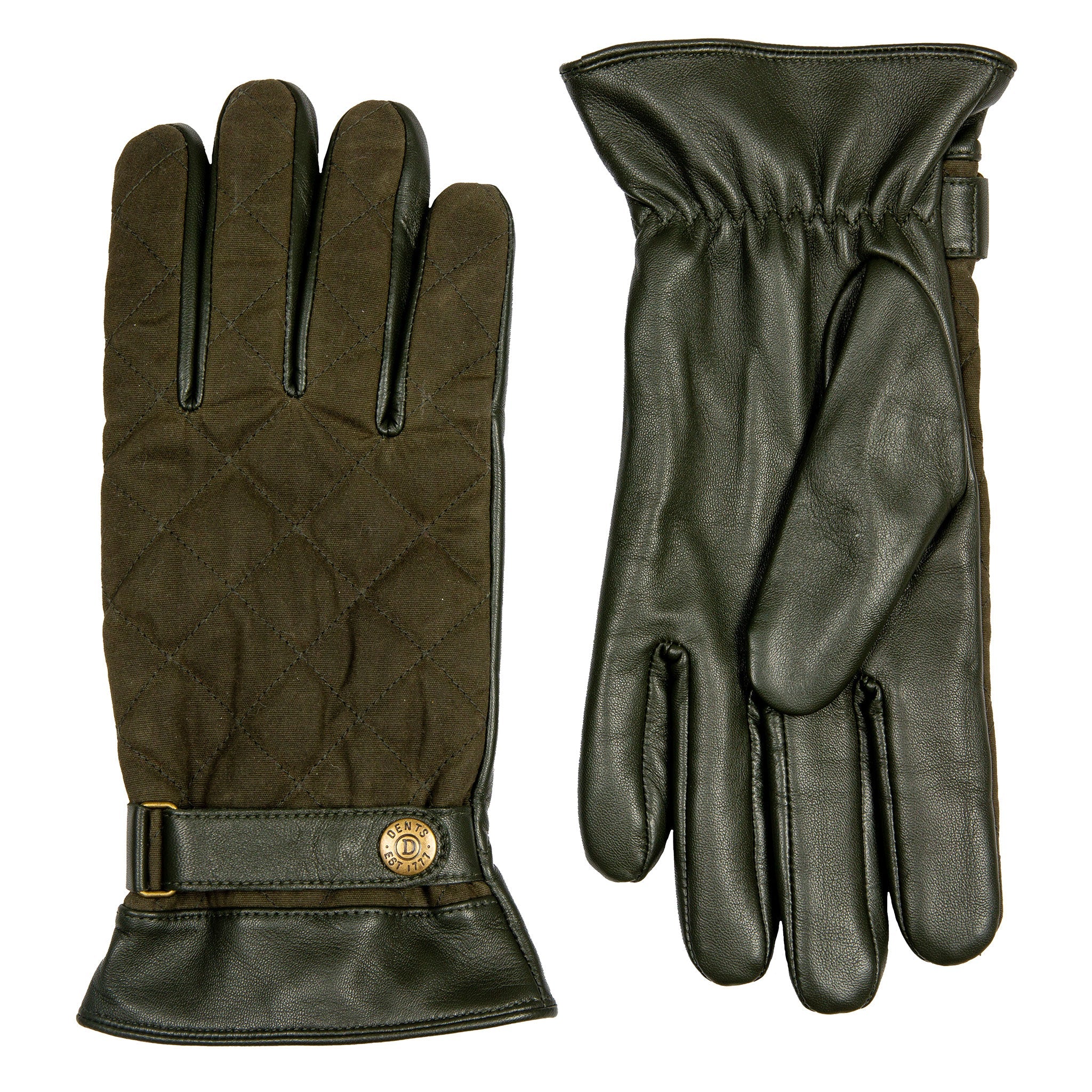DENTS BRUTON Men's Water-Resistant Lined Leather Gloves with Waxed Cotton Quilting - Image 16