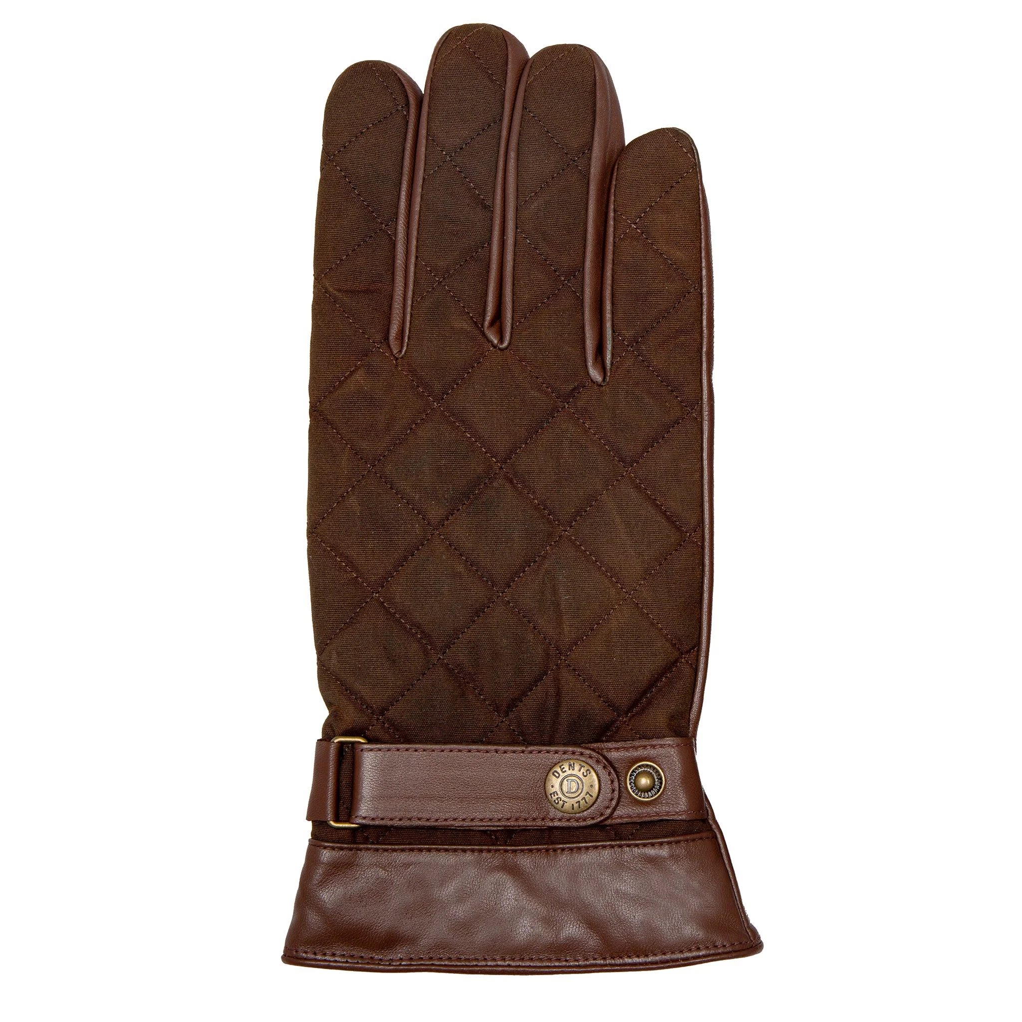 DENTS BRUTON Men's Water-Resistant Lined Leather Gloves with Waxed Cotton Quilting - Image 7