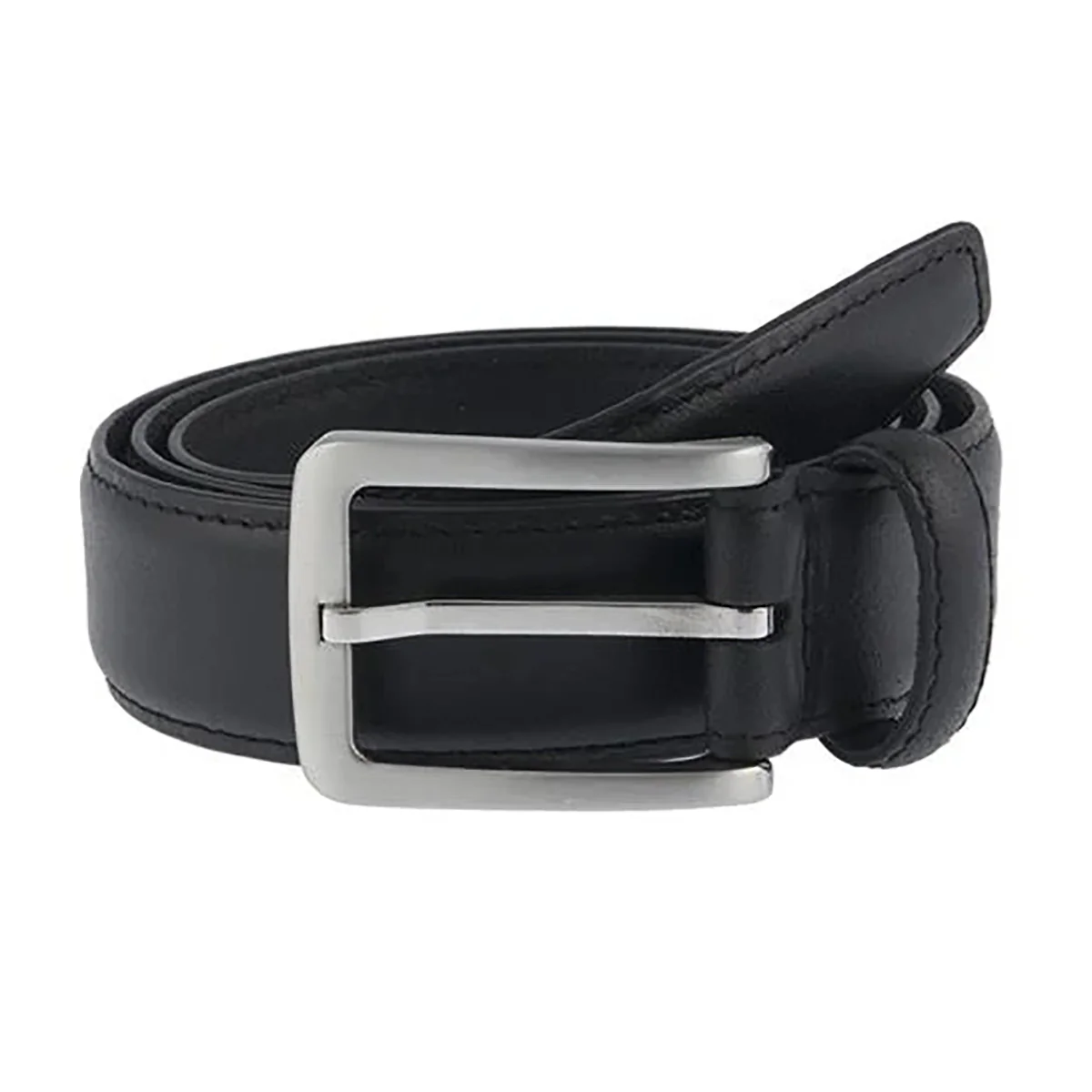 DENTS Lined Full-Grain Leather Belt with Satin Nickel Buckle and Pebble Finish