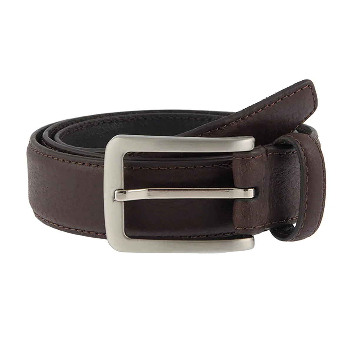 DENTS Lined Full-Grain Leather Belt with Satin Nickel Buckle and Pebble Finish - Image 2