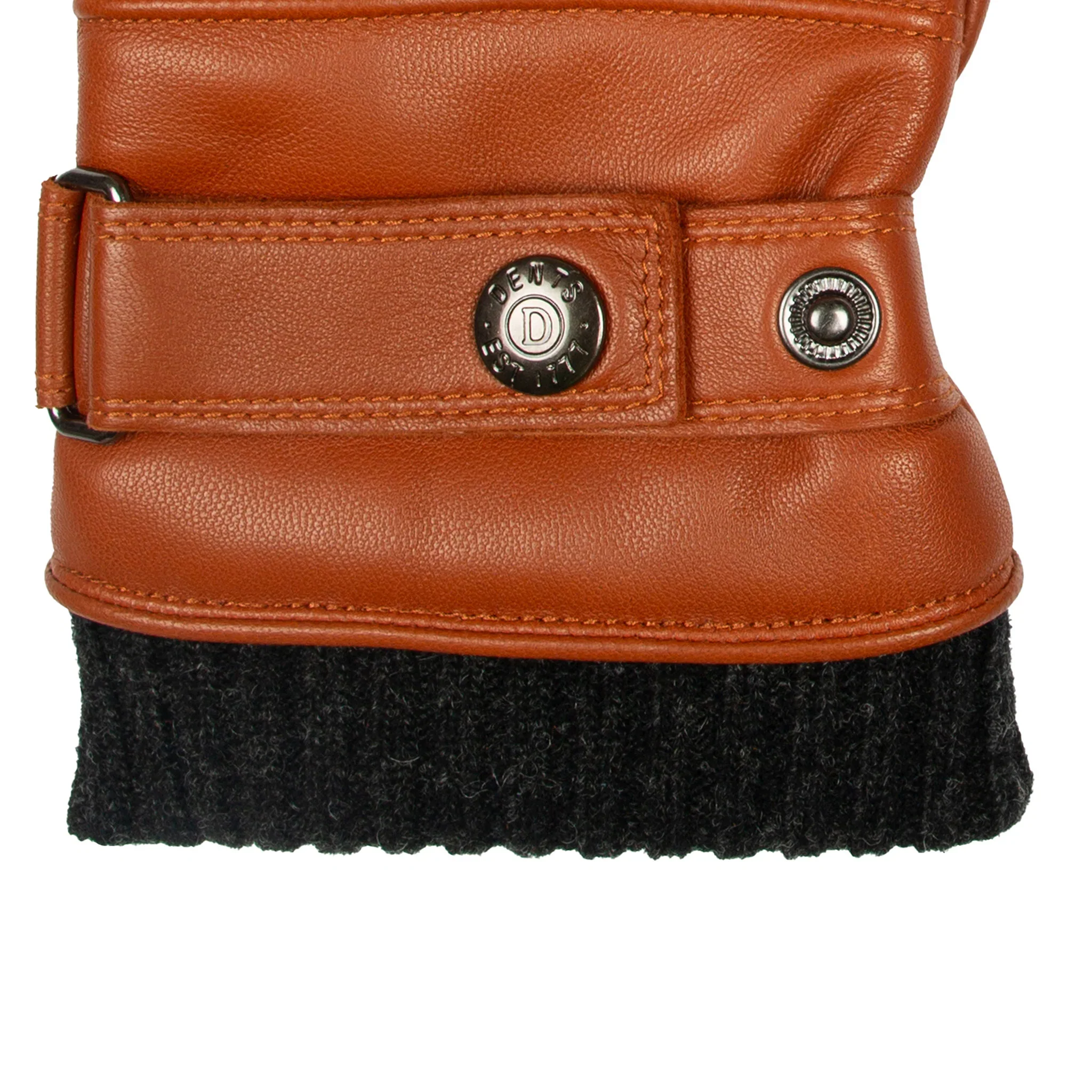 DENTS Skipton Men's Water-Resistant Faux Fur-Lined Leather Gloves with Stitch Detail and Knitted Cuffs - Image 13