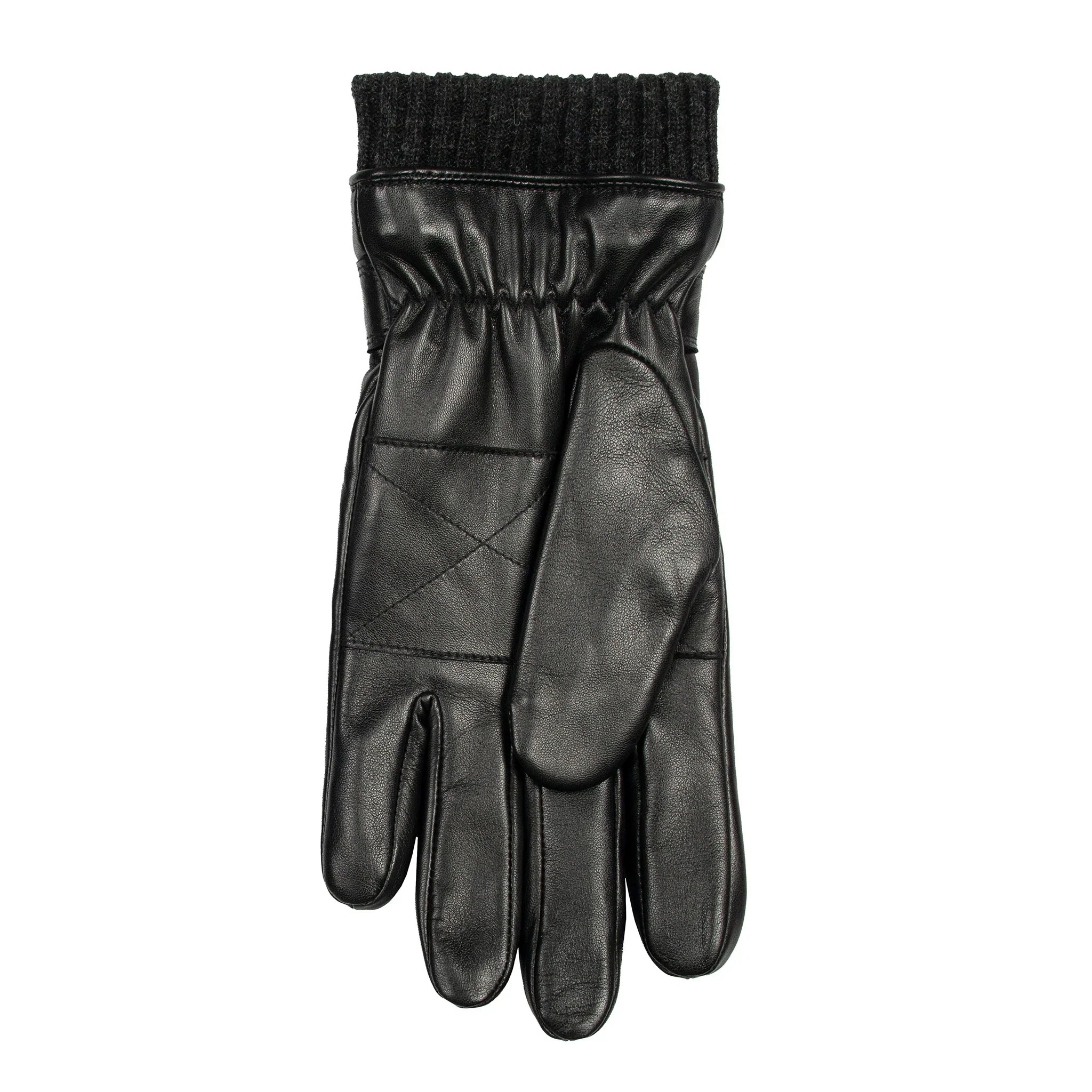 DENTS Skipton Men's Water-Resistant Faux Fur-Lined Leather Gloves with Stitch Detail and Knitted Cuffs - Image 3