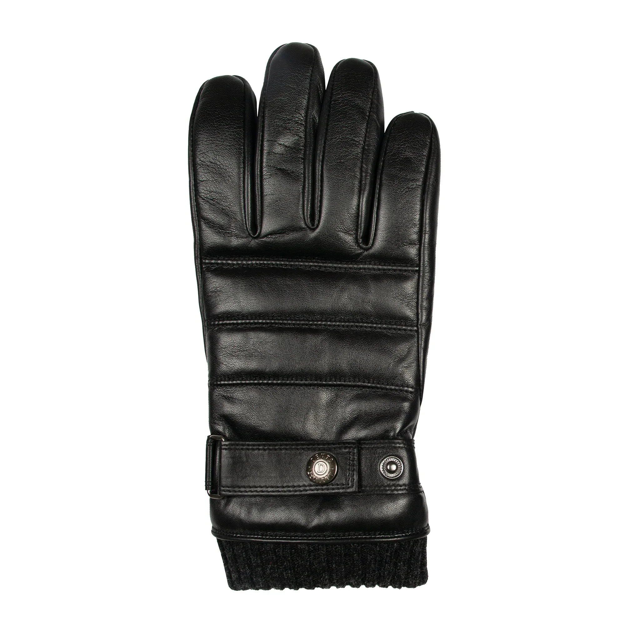 DENTS Skipton Men's Water-Resistant Faux Fur-Lined Leather Gloves with Stitch Detail and Knitted Cuffs - Image 4