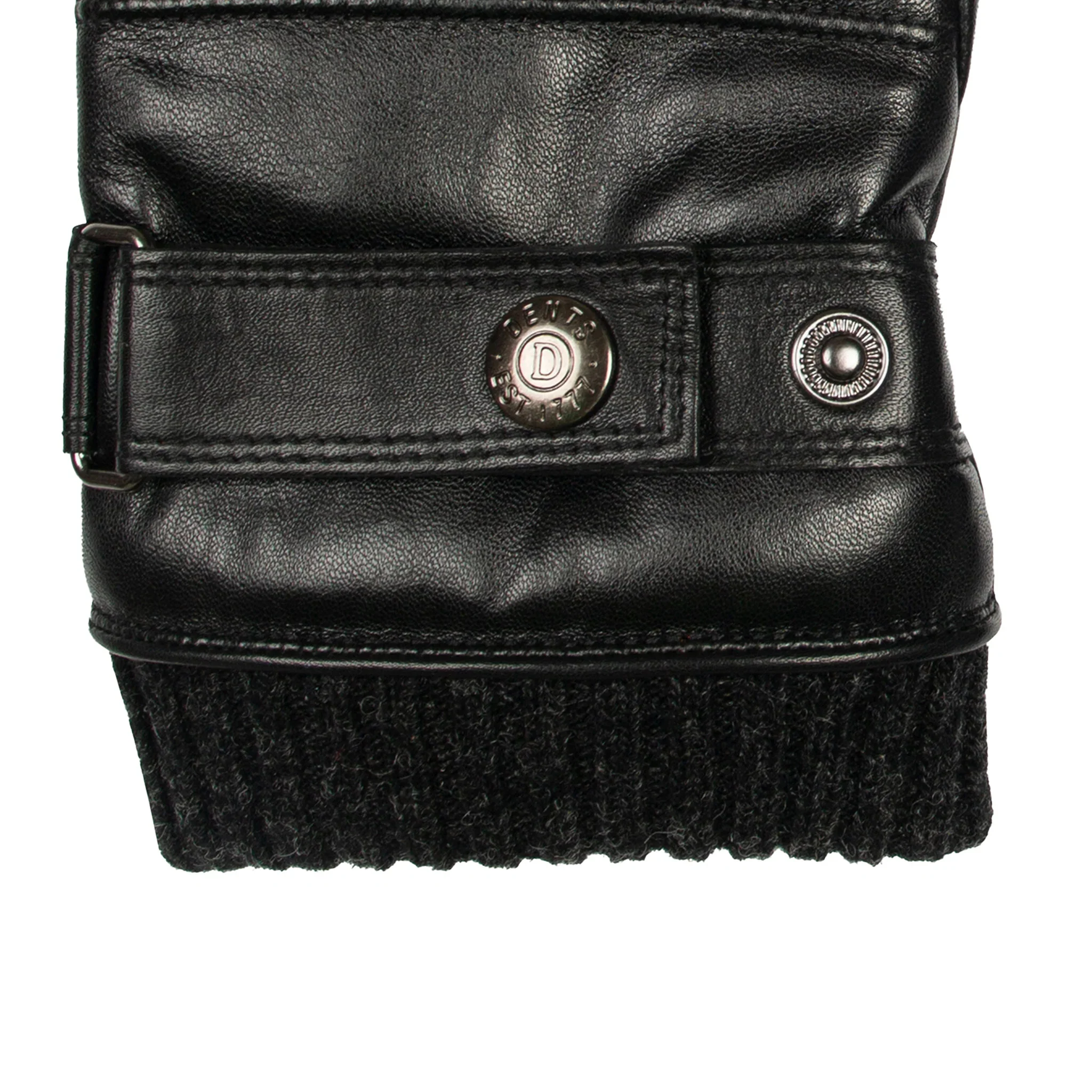 DENTS Skipton Men's Water-Resistant Faux Fur-Lined Leather Gloves with Stitch Detail and Knitted Cuffs - Image 5