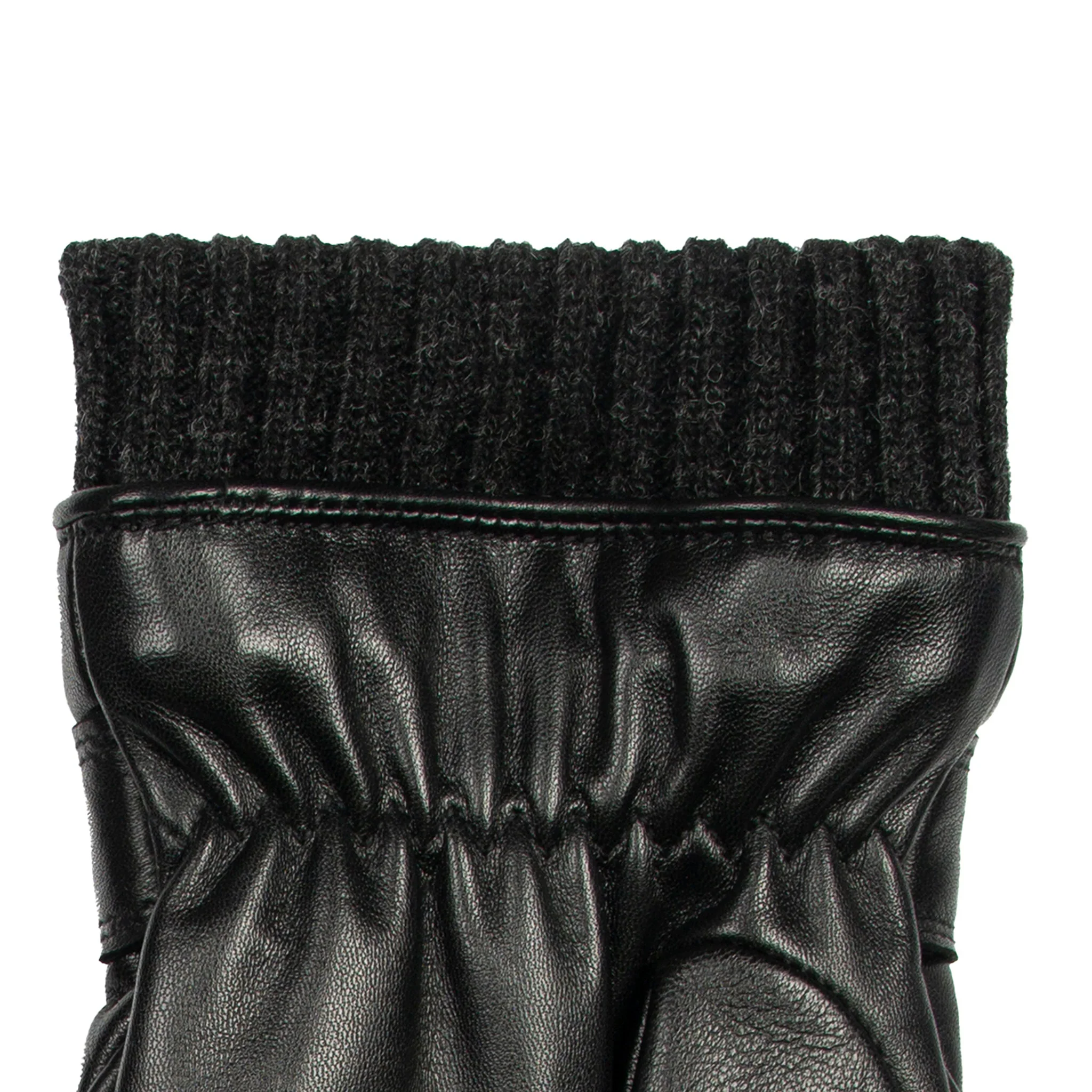 DENTS Skipton Men's Water-Resistant Faux Fur-Lined Leather Gloves with Stitch Detail and Knitted Cuffs - Image 6