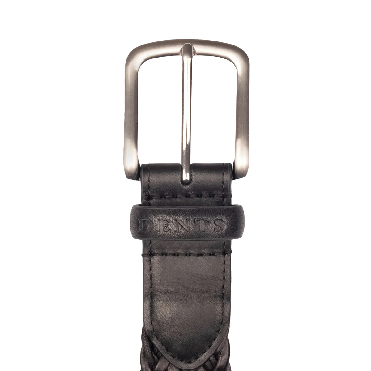 DENTS Woven Leather and Cotton Belt with Satin Nickel Buckle - Image 3