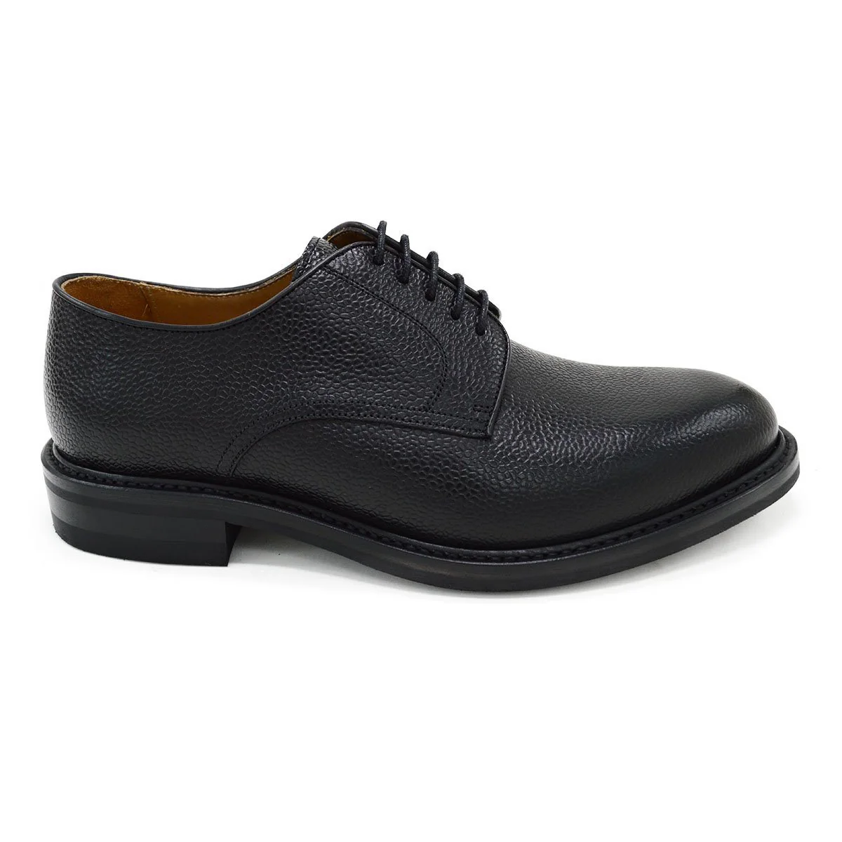 FACTORY SECOND Berwick 1707 Country Grain Black Derby Shoe (4169)