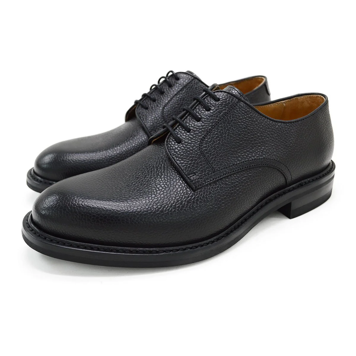 FACTORY SECOND Berwick 1707 Country Grain Black Derby Shoe (4169) - Image 3