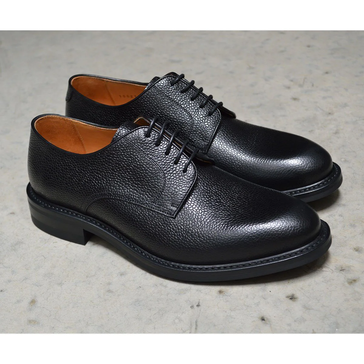 FACTORY SECOND Berwick 1707 Country Grain Black Derby Shoe (4169) - Image 9