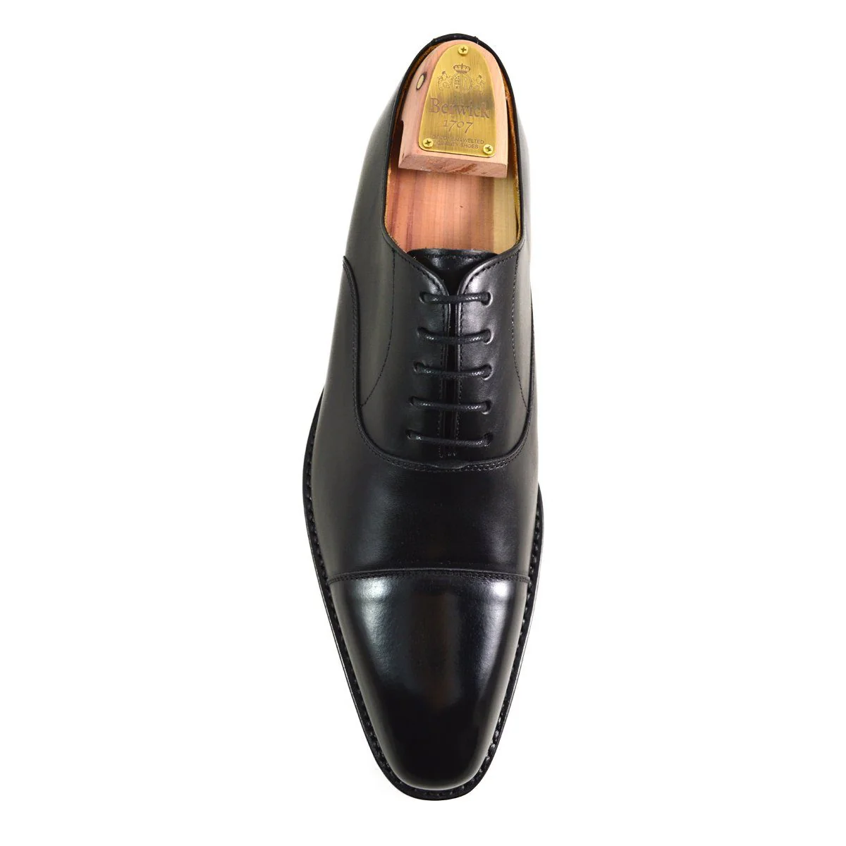 FACTORY SECOND Berwick 1707 Straight Cap Oxford (2428) - Black Boxcalf - Image 4