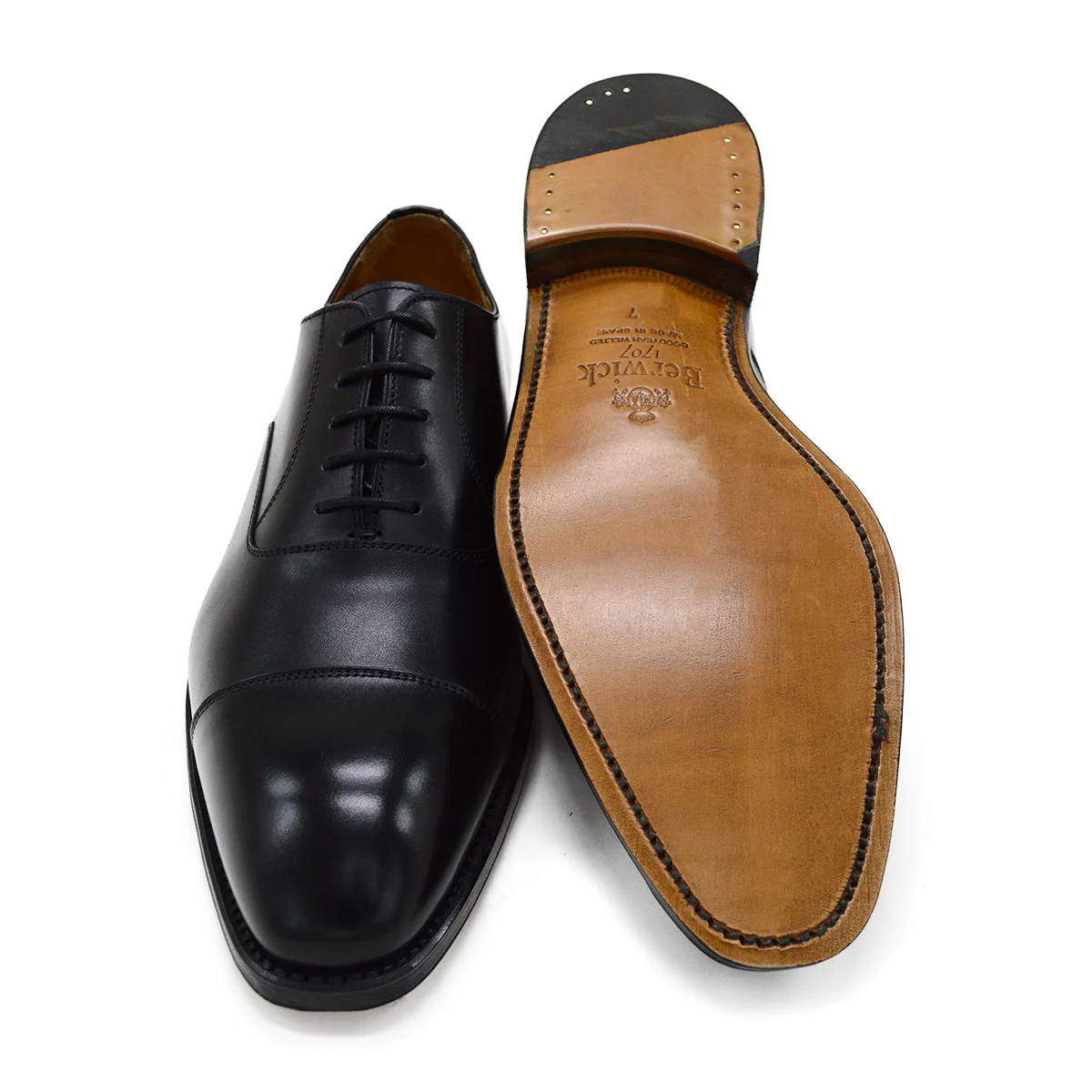FACTORY SECOND Berwick 1707 Straight Cap Oxford (5217) - Black Boxcalf - Image 2