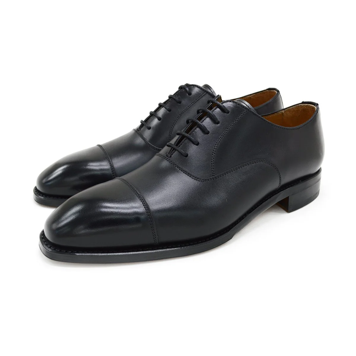 FACTORY SECOND Berwick 1707 Straight Cap Oxford (5217) - Black Boxcalf - Image 3