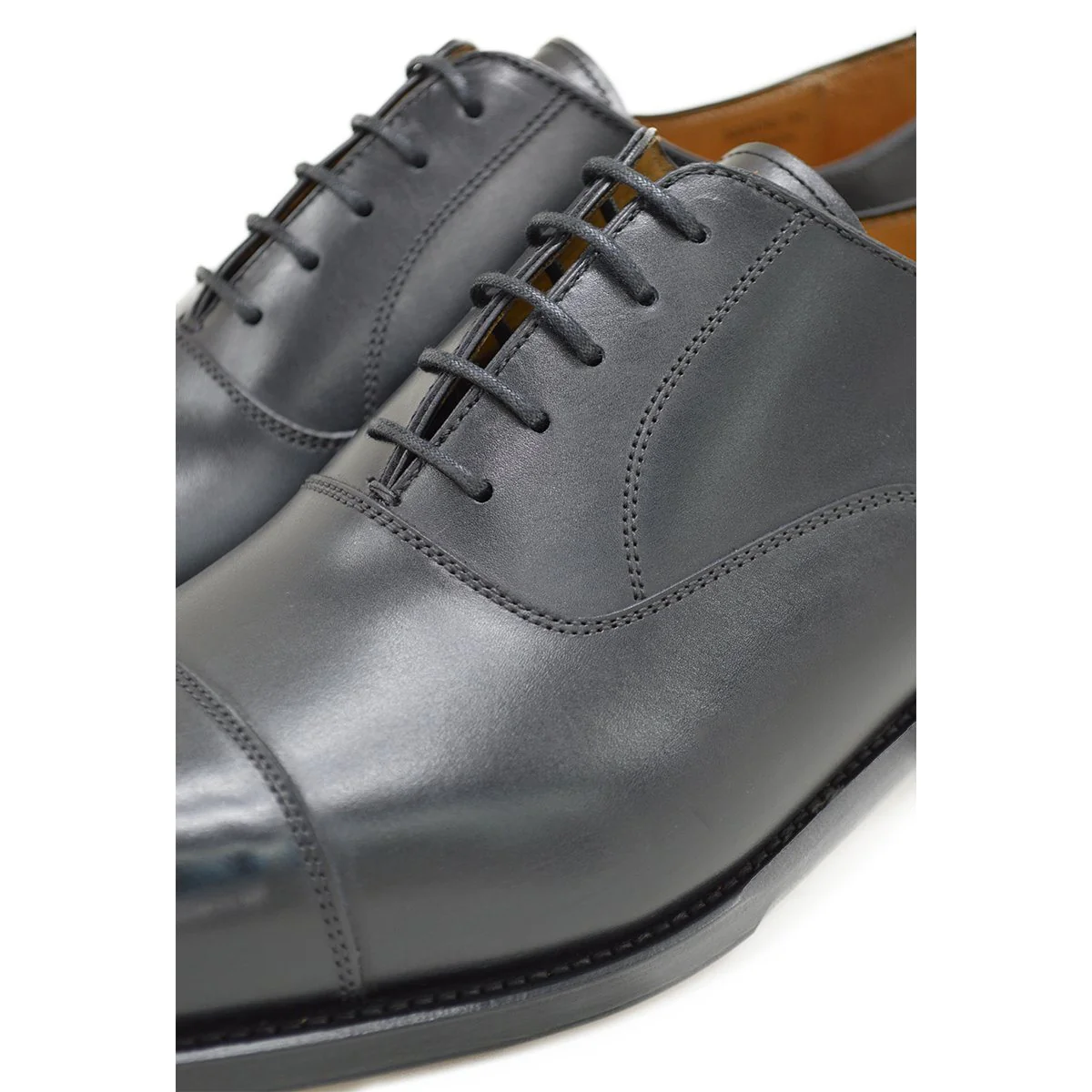 FACTORY SECOND Berwick 1707 Straight Cap Oxford (5217) - Black Boxcalf - Image 4