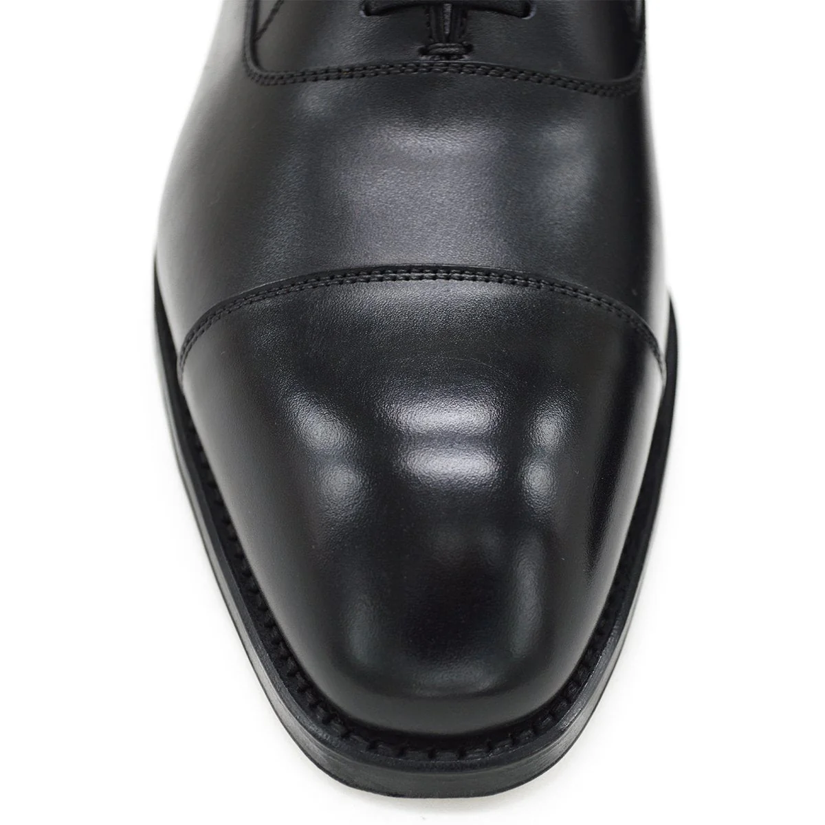 FACTORY SECOND Berwick 1707 Straight Cap Oxford (5217) - Black Boxcalf - Image 7