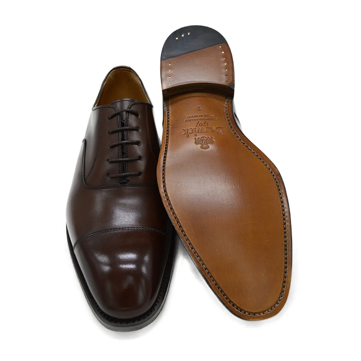 FACTORY SECOND Berwick 1707 Straight Cap Oxford (5217) Dark Brown - Image 2