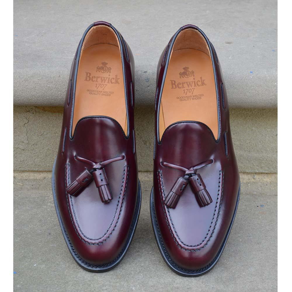 FACTORY SECOND Berwick 1707 Tasselled Slip On (8491) Burgundy Hi Shine - Image 10