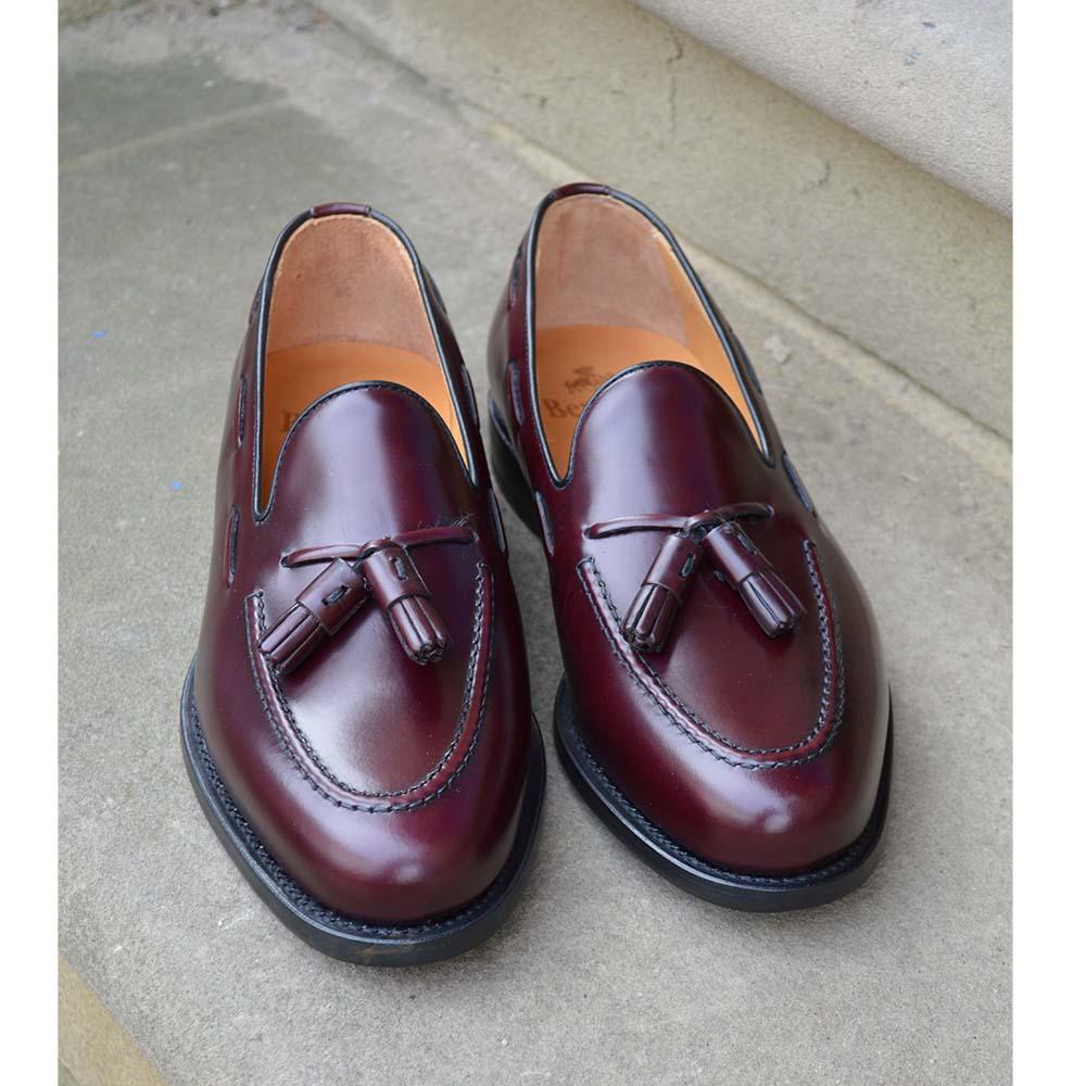FACTORY SECOND Berwick 1707 Tasselled Slip On (8491) Burgundy Hi Shine - Image 11