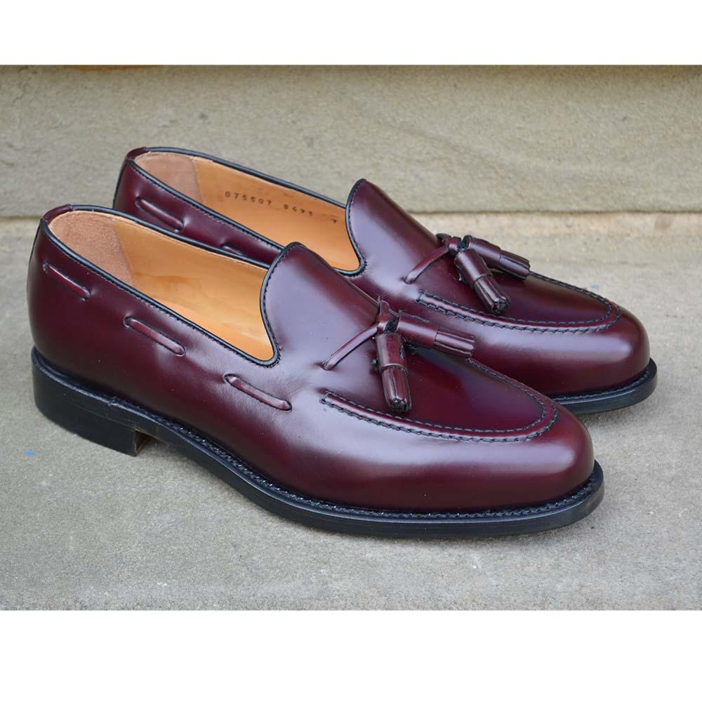 FACTORY SECOND Berwick 1707 Tasselled Slip On (8491) Burgundy Hi Shine - Image 12