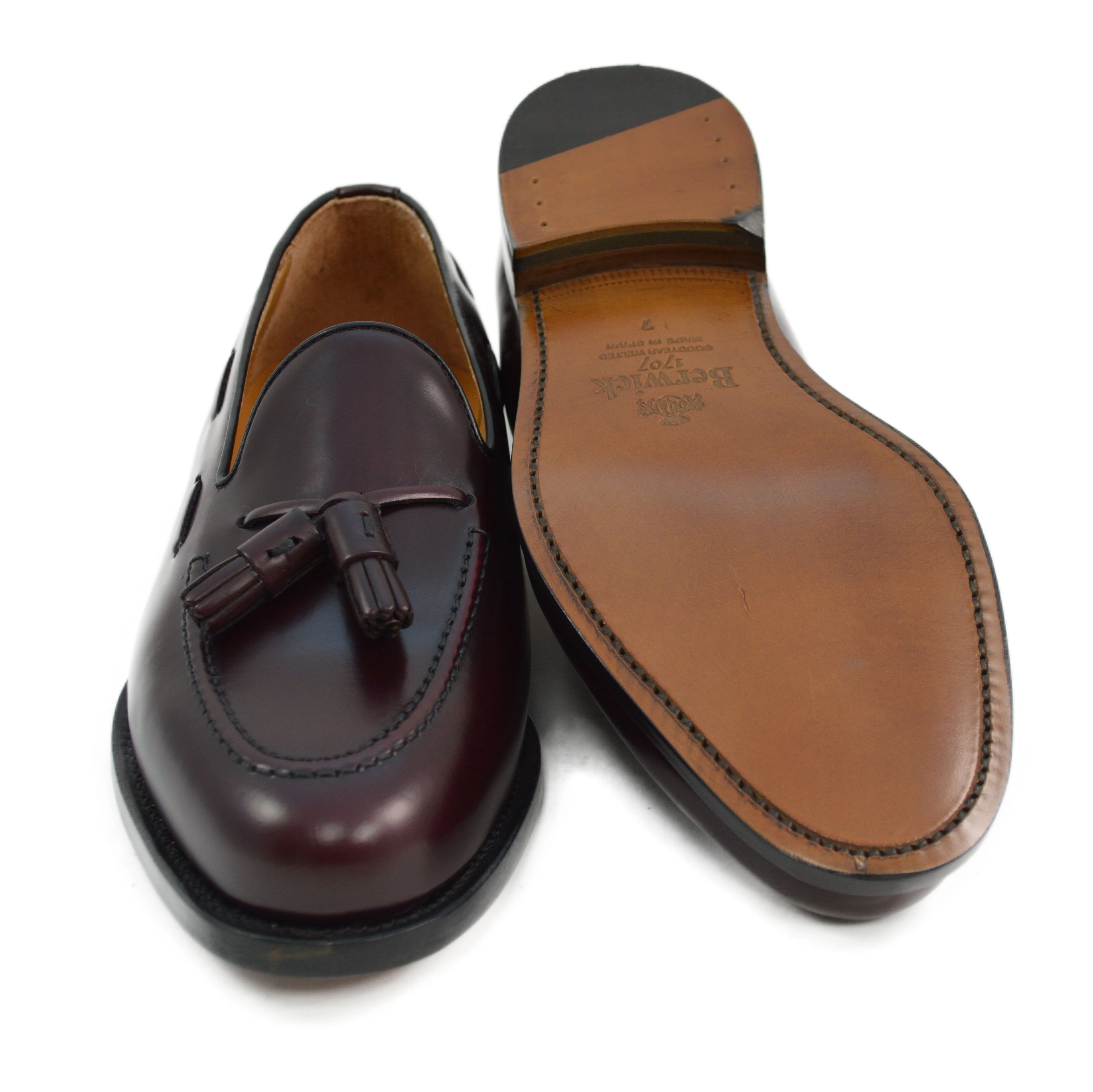 FACTORY SECOND Berwick 1707 Tasselled Slip On (8491) Burgundy Hi Shine - Image 2