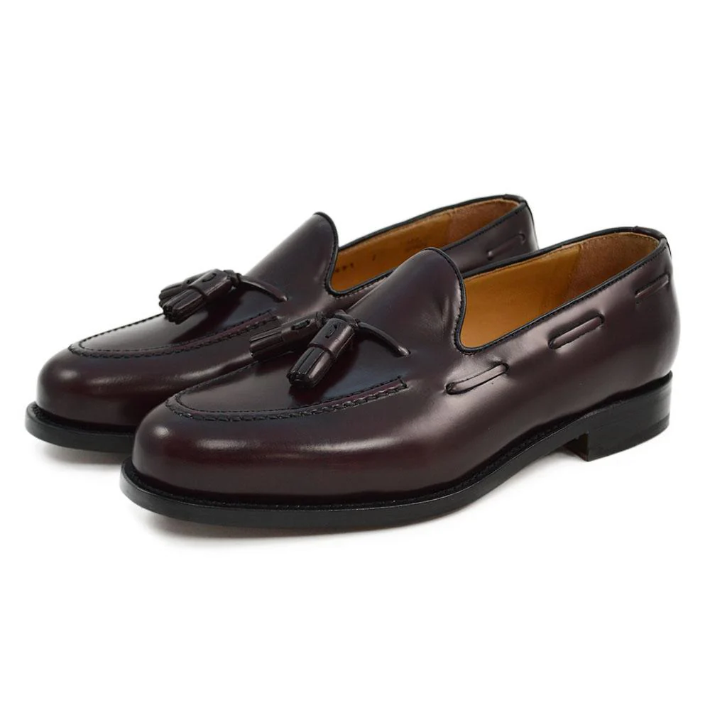 FACTORY SECOND Berwick 1707 Tasselled Slip On (8491) Burgundy Hi Shine - Image 3