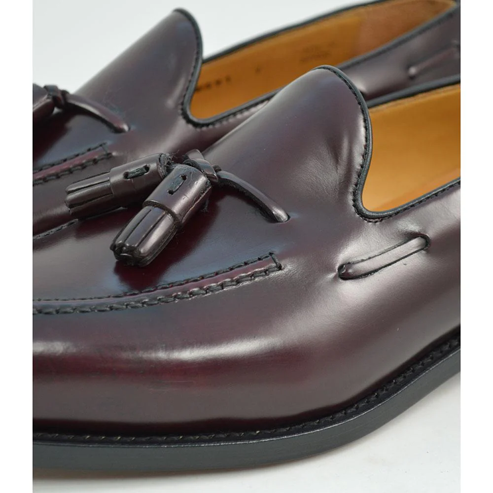 FACTORY SECOND Berwick 1707 Tasselled Slip On (8491) Burgundy Hi Shine - Image 4