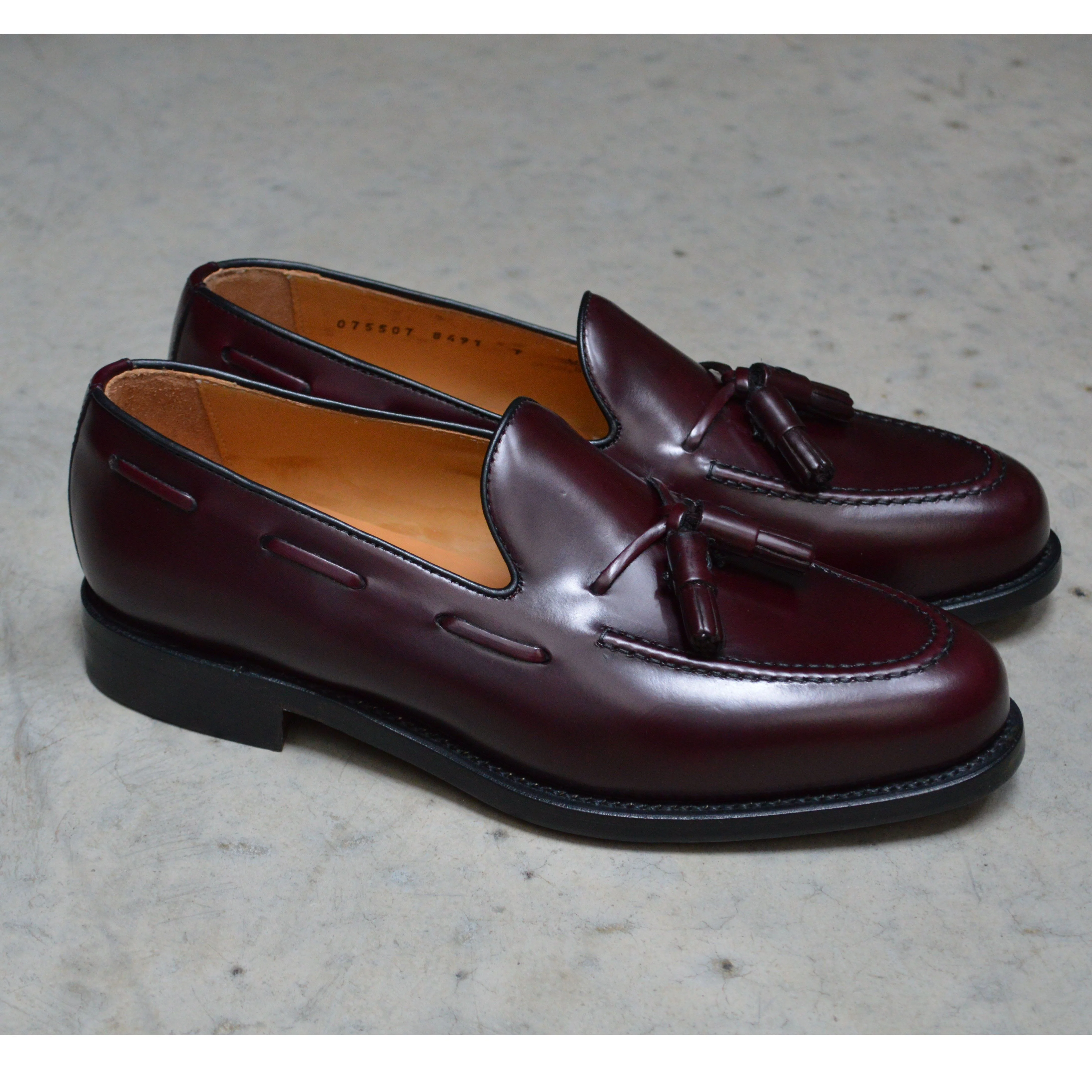 FACTORY SECOND Berwick 1707 Tasselled Slip On (8491) Burgundy Hi Shine - Image 8