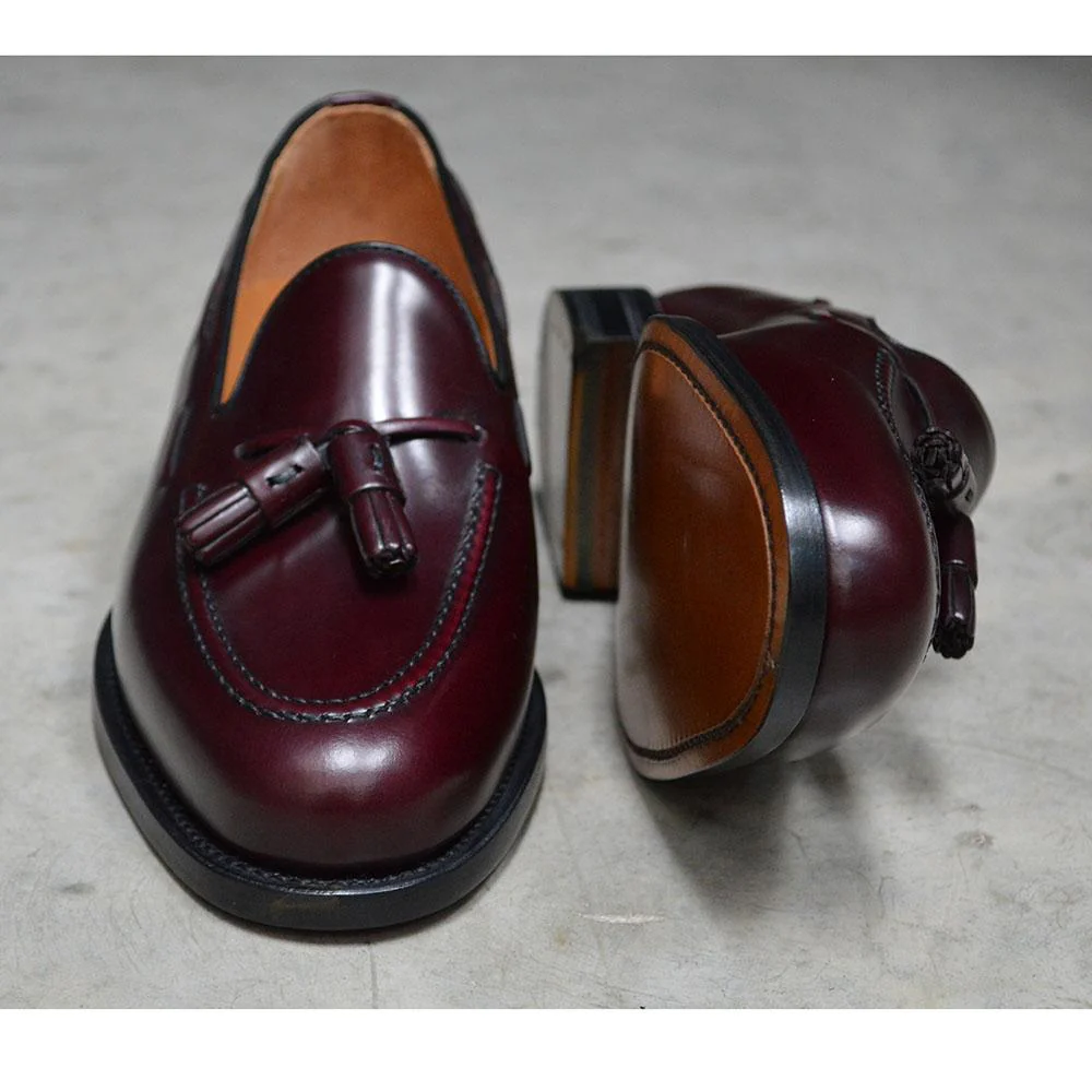 FACTORY SECOND Berwick 1707 Tasselled Slip On (8491) Burgundy Hi Shine - Image 9
