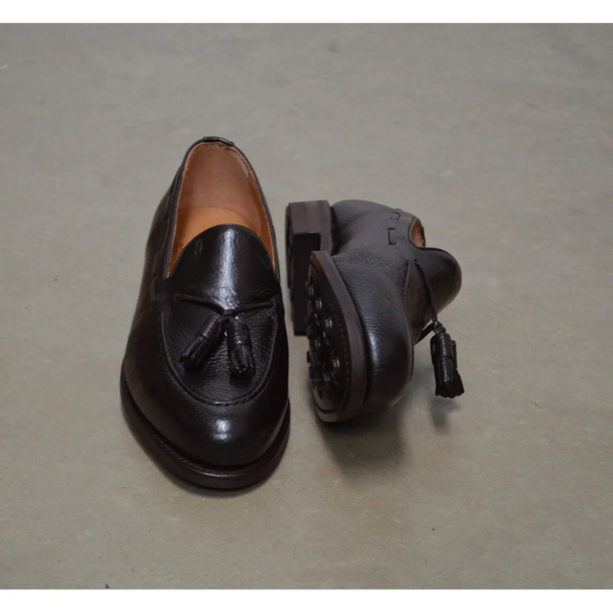 FACTORY SECOND Berwick 1707 Tasselled Slip On (8491) Dark Brown Deerskin - Image 9