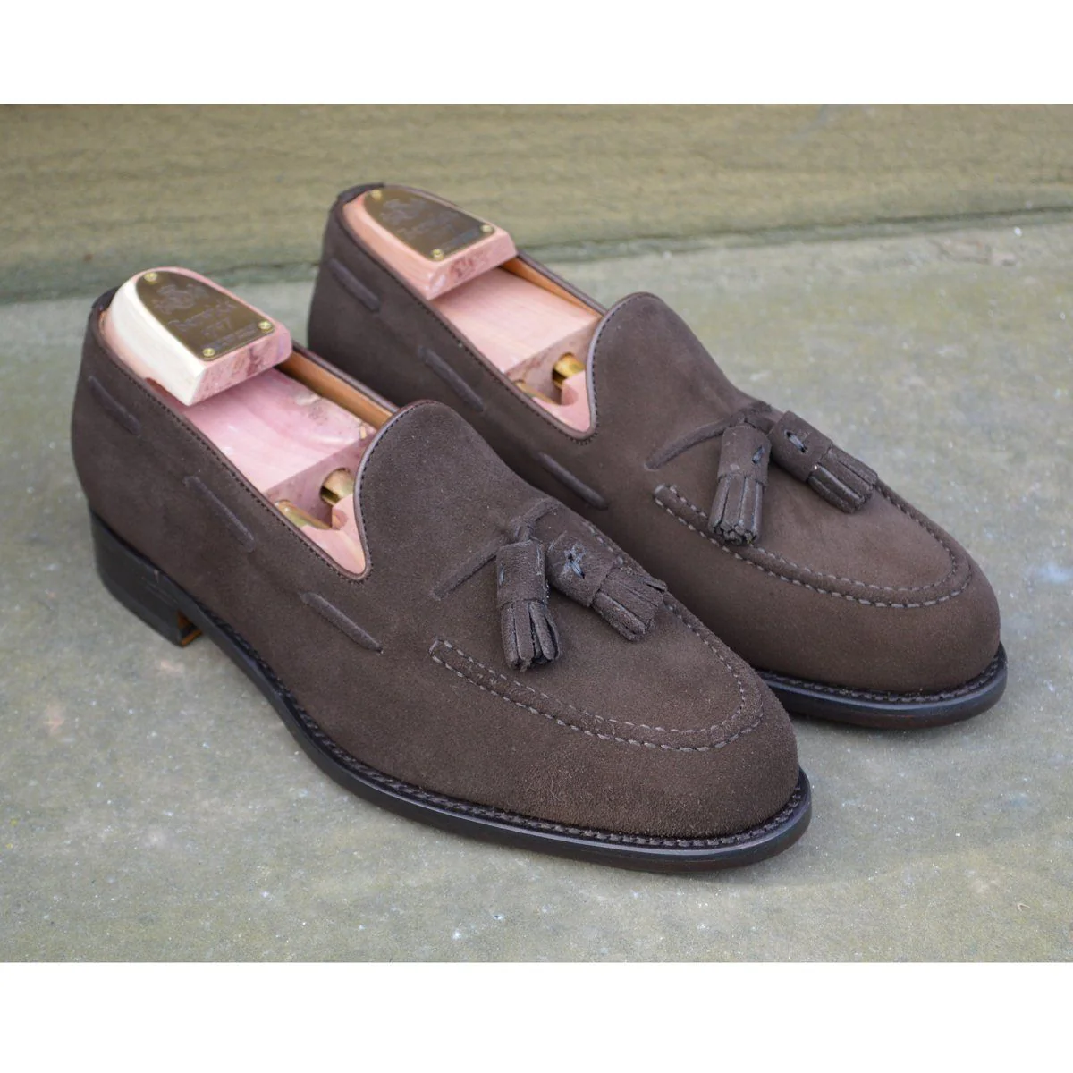 FACTORY SECOND Berwick 1707 Tasselled Slip On (8491) - Dark Brown Suede - Image 11