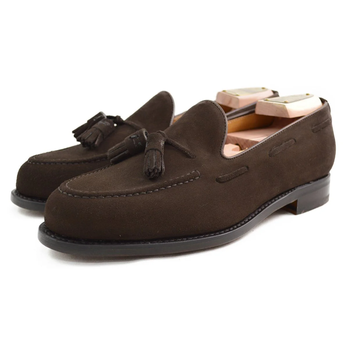 FACTORY SECOND Berwick 1707 Tasselled Slip On (8491) - Dark Brown Suede - Image 3
