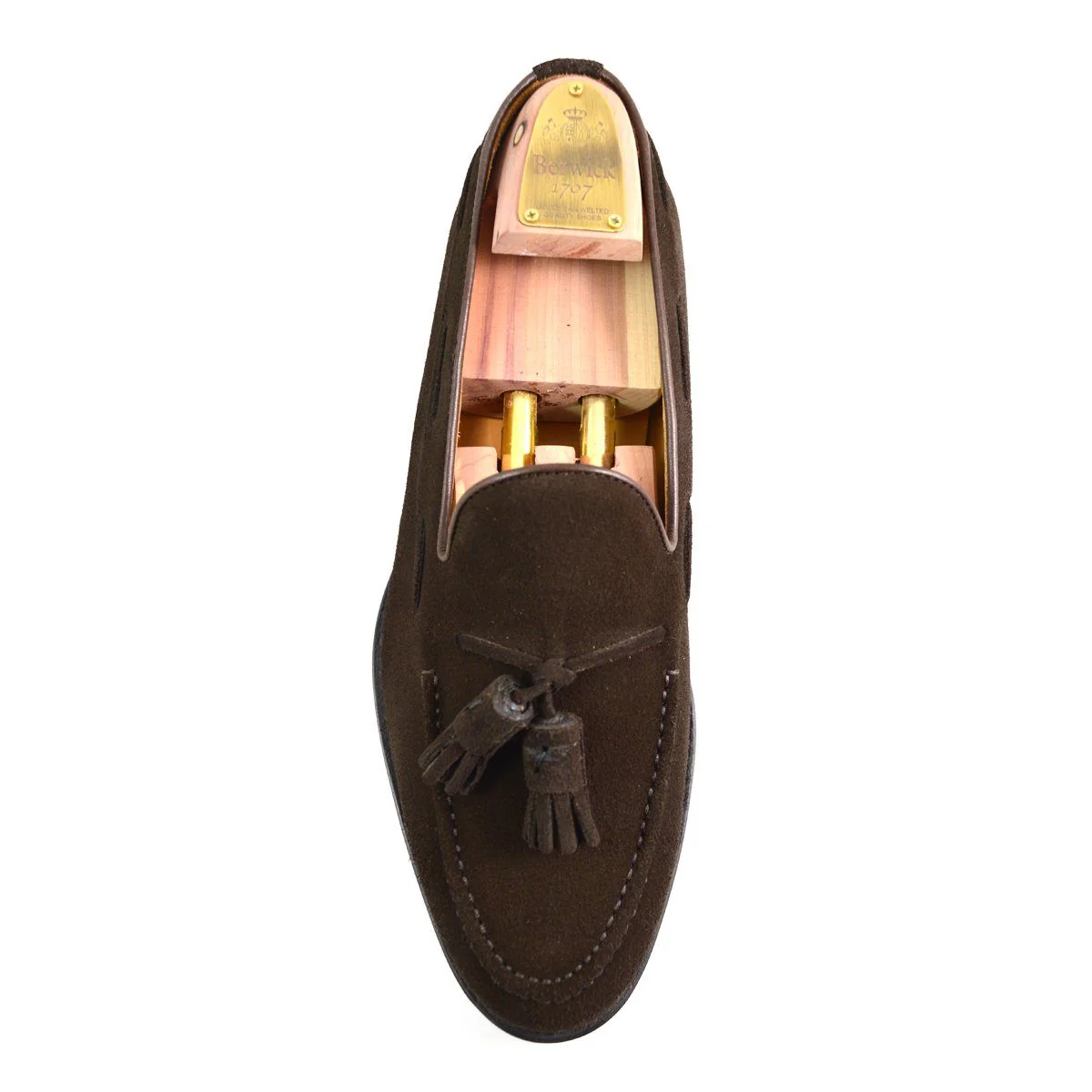 FACTORY SECOND Berwick 1707 Tasselled Slip On (8491) - Dark Brown Suede - Image 4