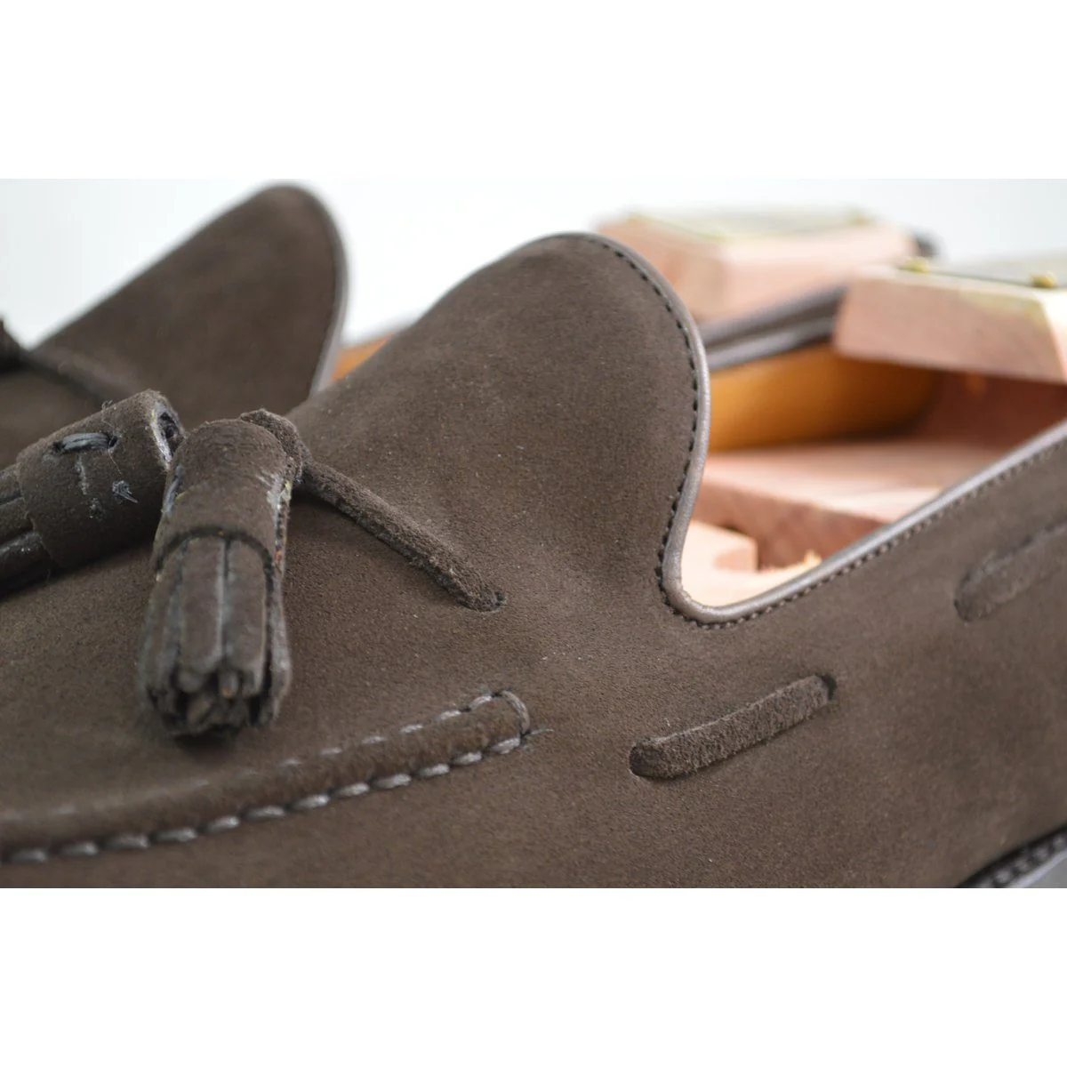 FACTORY SECOND Berwick 1707 Tasselled Slip On (8491) - Dark Brown Suede - Image 5