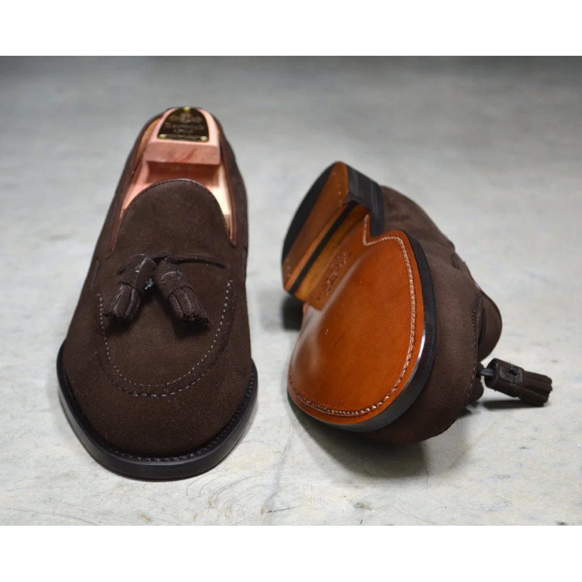 FACTORY SECOND Berwick 1707 Tasselled Slip On (8491) - Dark Brown Suede - Image 8