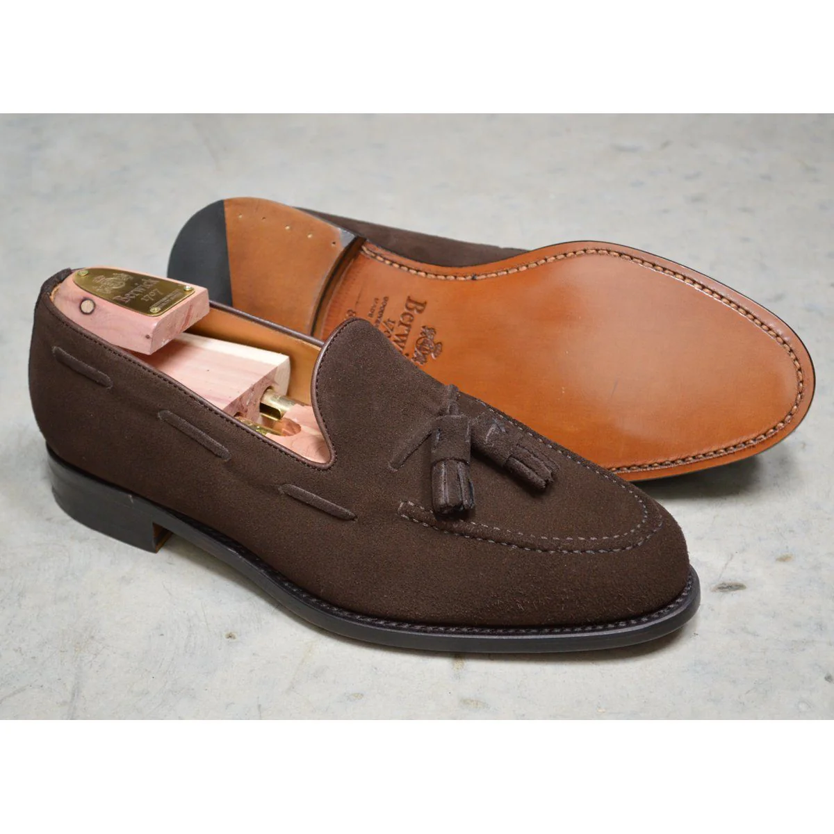 FACTORY SECOND Berwick 1707 Tasselled Slip On (8491) - Dark Brown Suede - Image 9