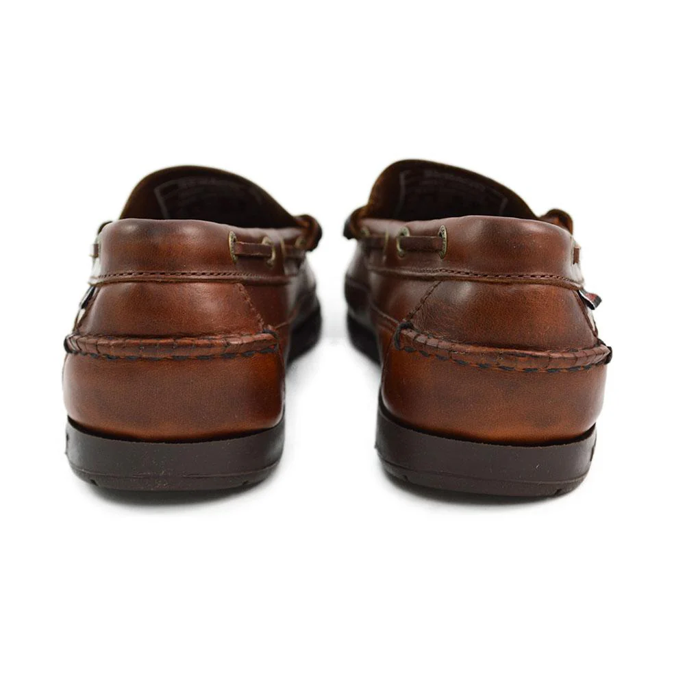 Sebago Sloop Brown Oiled Waxy Slip On Shoes - Image 4